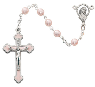 5mm Pink Rosary Pink Epoxy Crucifix