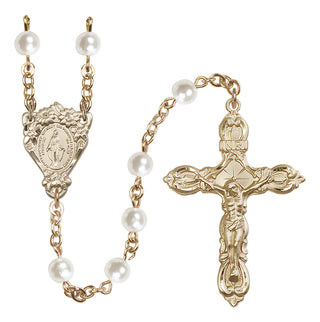 14 Karat Gold-Filled 6mm Faux Pearl Miraculous Rosary