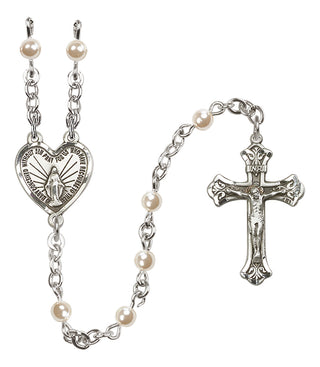 Sterling Silver 4mm Miraculous Heart Rosary