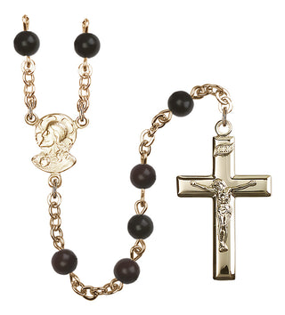 14 Karat Gold-Filled 6mm Black Scapular Rosary