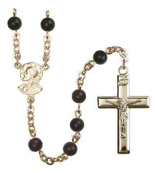 14 Karat Gold 6mm Black Scapular Rosary