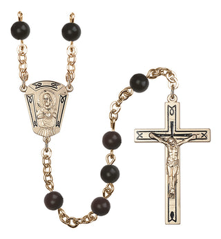 14 Karat Gold 6mm Black Scapular Rosary
