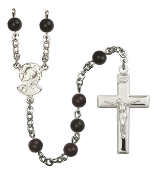Silver Plated 6mm Black Scapular Rosary