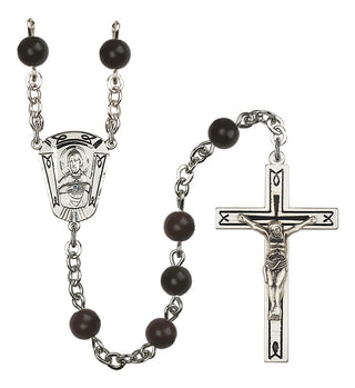 Silver Plated 6mm Black Scapular Rosary