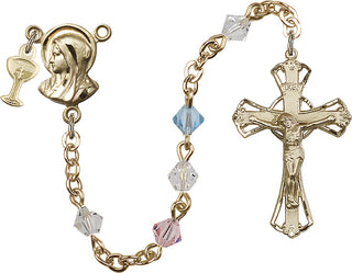 Silver Plated Rosary with 5mm Multi-Color beads