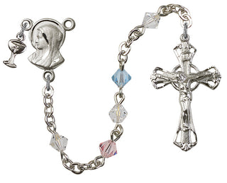 Silver Plated Rosary with 5mm Multi-Color beads