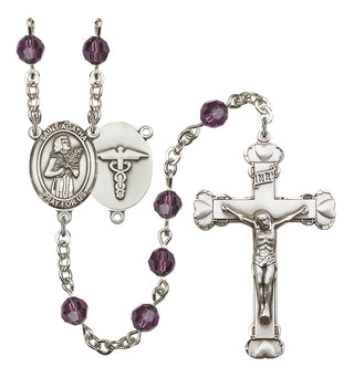 Silver Plated 6mm Austrian Crystal Saint Agatha / Nurse Rosary in Amethyst