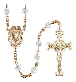 Gold Plated 6mm Austrian Crystal Madonnna Mary Rosary in Crystal