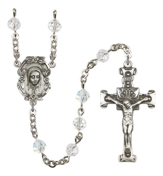Silver Plated 6mm Austrian Crystal Madonnna Mary Rosary in Crystal
