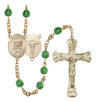 Gold Plated 6mm Austrian Crystal Saint Agatha / Nurse Rosary in Erinite