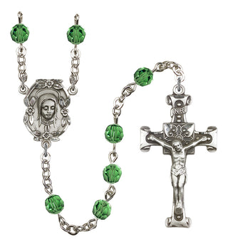 Silver Plated 6mm Austrian Crystal Madonnna Mary Rosary in Erinite