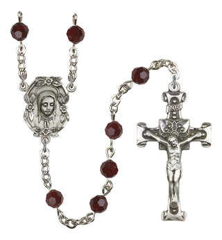 Silver Plated 6mm Austrian Crystal Madonnna Mary Rosary in Garnet