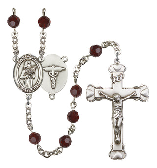 Silver Plated 6mm Austrian Crystal Saint Agatha / Nurse Rosary in Garnet
