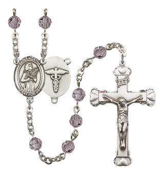 Silver Plated 6mm Austrian Crystal Saint Agatha / Nurse Rosary in Light Amethyst