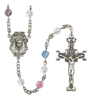 Silver Plated 6mm Austrian Crystal Madonnna Mary Rosary in Multi-Color