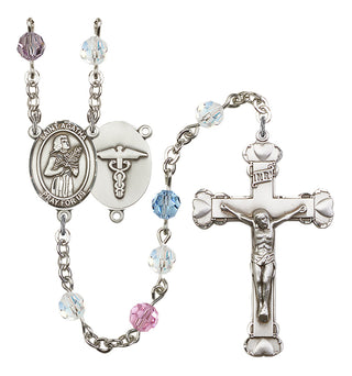 Silver Plated 6mmMulti-Color Austrian Crystal Saint Agatha / Nurse Rosary