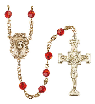 Gold Plated 6mm Austrian Crystal Madonnna Mary Rosary in Ruby