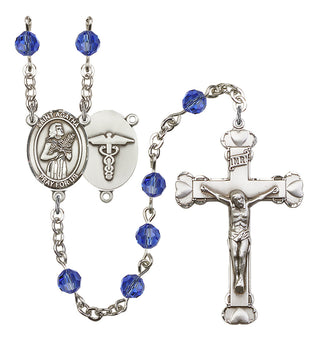 Silver Plated 6mm Austrian Crystal Saint Agatha / Nurse Rosary in Sapphire