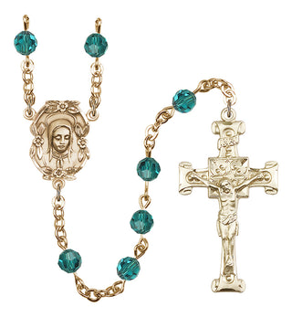 Gold Plated 6mm Austrian Crystal Madonnna Mary Rosary in Zircon
