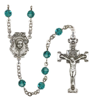 Silver Plated 6mm Austrian Crystal Madonnna Mary Rosary in Zircon