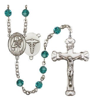 Silver Plated 6mm Austrian Crystal Saint Agatha / Nurse Rosary in Zircon