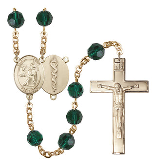 Gold-Plated 8mm Saint Luke the Apostle / Doctor Rosary