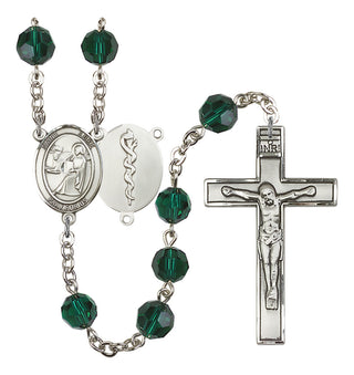Silver-Plated 8mm Saint Luke the Apostle / Doctor Rosary