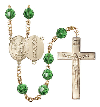 Gold-Plated 8mm Saint Luke the Apostle / Doctor Rosary