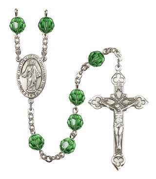 Silver Plated 8mm Austrian Crystal Scapular Rosary in Erinite