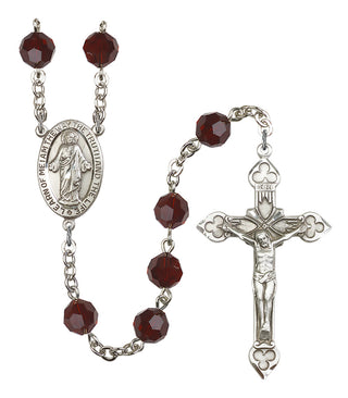 Silver Plated 8mm Austrian Crystal Scapular Rosary in Garnet
