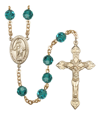 Gold Plated 8mm Austrian Crystal Scapular Rosary in Zircon