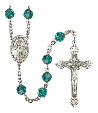 Silver Plated 8mm Austrian Crystal Scapular Rosary in Zircon