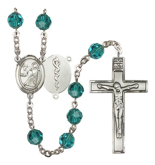 Silver Plated 6mm Austrian Crystal Saint Agatha / Nurse Rosary in Zircon