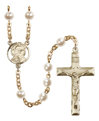 Gold Plated 6mm Faux Pearl Miraculous Rosary