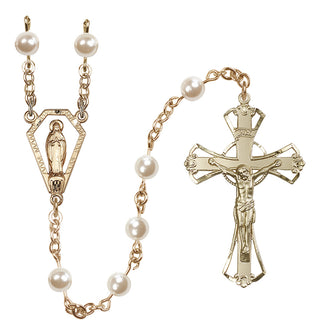 14 Karat Gold-Filled 6mm Faux Pearl Miraculous Rosary