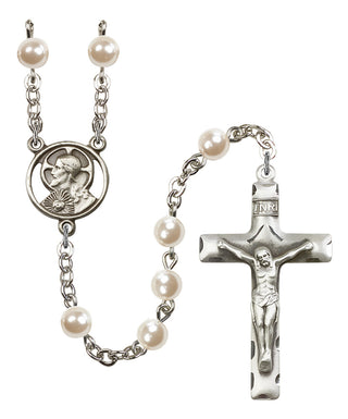 Silver Plated 6mm Faux Pearl Miraculous Rosary