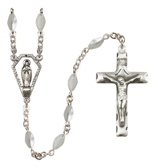 Sterling Silver 5x7mm Imitation Mother of Pearl Miraculous Rosary