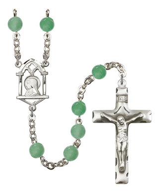 Silver Plated 6mm Semi-Precious Madonna Mary Rosary in Aventurine