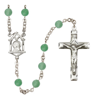 Sterling Silver 6mm Semi-Precious Stone Madonna Mary/ Sacred Heart Rosary in Aventurine