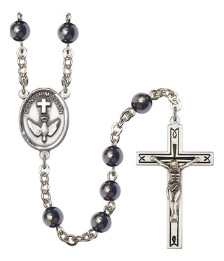 Silver Plated 6mm Semi-Precious Crucifix Rosary in Hematite