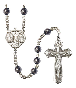 Silver Plated 6mm Hematite 3-Way Rosary