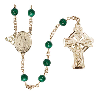 Gold Plated 6mm Malacite Saint Patrick Rosary