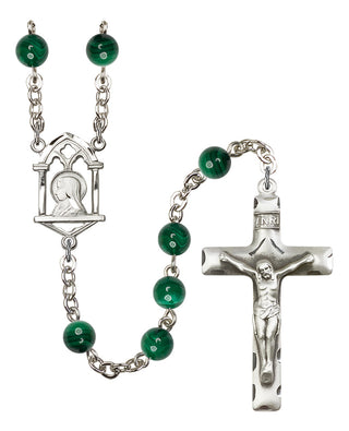 Silver Plated 6mm Semi-Precious Madonna Mary Rosary in Malacite