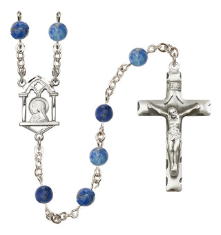 Sterling Silver 6mm Semi-Precious Stone Madonna Mary/ Sacred Heart Rosary in Sodalite
