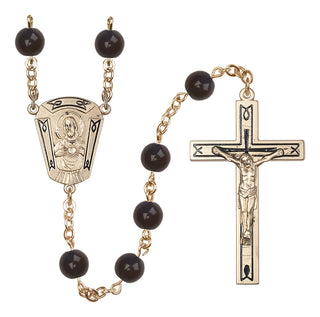 14 Karat Gold-Filled 8mm Black Onyx Scapular Rosary