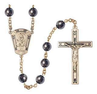 14 Karat Gold-Filled 8mm Black Onyx Scapular Rosary