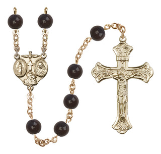 14 Karat Gold 8mm Black Onyx 3-Way Rosary