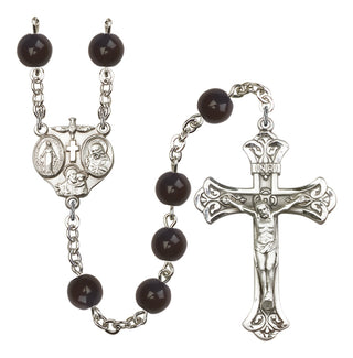 Silver Plated 8mm Black Onyx 3-Way Rosary