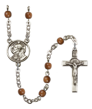 Silver Plated 4mm Wood Scapular Rosary