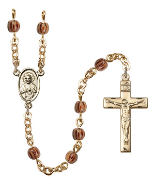 Gold Plated 4mm Wood Scapular Rosary